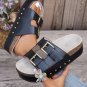 Black Dual Buckle Studded Platform Sandal Slippers