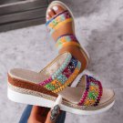 Multicolour Random Color Crochet Dual Band Wedge Slippers