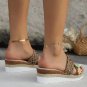 White Floral Print Braided Details Wedge Slippers
