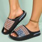 Black Rhinestone American Flag Thick Sole Slippers