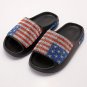 Black Rhinestone American Flag Thick Sole Slippers