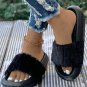 Black Plush Band Comfy Home Slippers