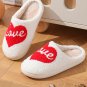 Fiery Red Valentine Love Heart Pattern Home Fuzzy Slippers