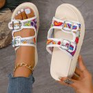 White Crochet Cut Out Buckle Strap Thick Sole Slippers
