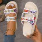 White Crochet Cut Out Buckle Strap Thick Sole Slippers