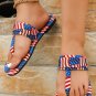 Blue Stars and Stripes Print T-Strap Slippers
