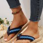 Blue Woven Strap Flat Flip Flops