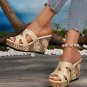 Beige Cut Out Studded Leather Platform Slippers