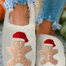 White Christmas Gingerbread Man Plush Home Slippers