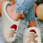 White Christmas Gingerbread Man Plush Home Slippers