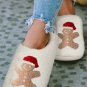 White Christmas Gingerbread Man Plush Home Slippers