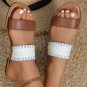 Chestnut Faux Leather Woven Strap Flat Slippers