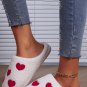 White Valentines Day Hearts Print Plush House Slippers