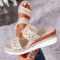 Beige Crochet Dual Band Wedge Slippers