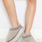White Embroidered Sherpa Plush Thick Sole Winter Slippers