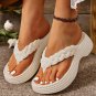 White Braided Pattern Thick Sole Flip Flop