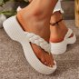 White Braided Pattern Thick Sole Flip Flop