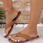 Chestnut Braided Strap PU Leather Flip Flop