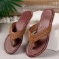Chestnut Braided Strap PU Leather Flip Flop