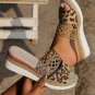 Chestnut Leopard Print Braided Details Wedge Slippers