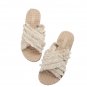 Beige Bohemian Cross Criss Tassel Slippers