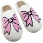 White Cute Bowknot Pattern Fuzzy Winter Home Slippers