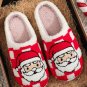 Fiery Red Checkered Santa Claus Graphic Plush Home Slippers