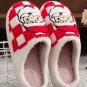 Fiery Red Checkered Santa Claus Graphic Plush Home Slippers