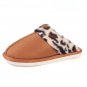 Chestnut Leopard Patched Plush Lined Thick Home Slippers