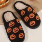 Black Halloween Pumpkin Plush Home Slippers