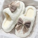 Bowknot Applique Plush Winter Slippers