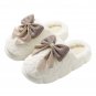 Bowknot Applique Plush Winter Slippers