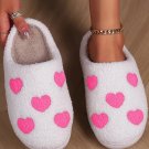 Pink Heart Pattern Valentines Fuzzy Winter Slippers