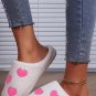 Pink Heart Pattern Valentines Fuzzy Winter Slippers