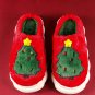 Fiery Red Christmas Tree Graphic Thick Sole Plush Slippers