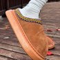 Chestnut Contrast Edge Suede Plush Lined Thick Sole Winter Slippers