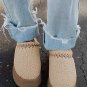 Oatmeal Embroidered Sherpa Plush Thick Sole Snow Boots
