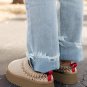 Oatmeal Embroidered Sherpa Plush Thick Sole Snow Boots