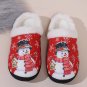 Fiery Red Christmas Snowman Print Plush Home Slippers