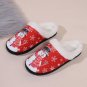 Fiery Red Christmas Snowman Print Plush Home Slippers