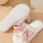 White Bow Knot Decor Open Toe Plush Slippers