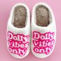 White Dolly Vibes Only Slip On Plush Slippers