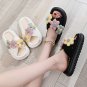 White Fuzzy Flower Cross Strap Open Toe Slippers
