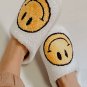 White Smile Face Print Non-slip Plush Slippers