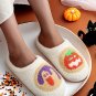 White Halloween Pumpkin Plush Winter Home Slippers