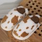 Chestnut Cow Spot Printed Plush Home Slippers