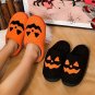 Black Halloween Pumpkin Face Graphic Plush Slippers