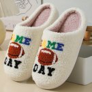 White GAME DAY Rugby Football Plush Slippers