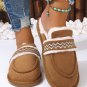 Chestnut Suede Wavy Striped Plush Lined Slippers (Run Small, Size Up)