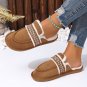 Chestnut Suede Wavy Striped Plush Lined Slippers (Run Small, Size Up)